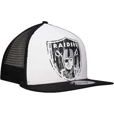 Men's New Era White/Black Las Vegas Raiders Distressed 9FIFTY A-Frame Snapback Hat