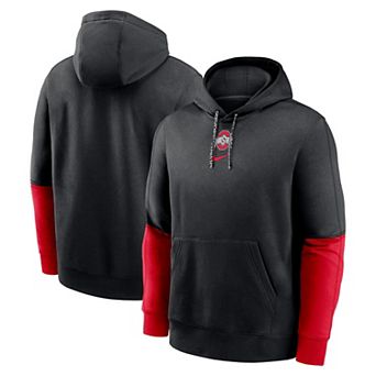 Men's Nike Black/Scarlet Ohio State Buckeyes 2024 Sideline Club Pullover Hoodie
