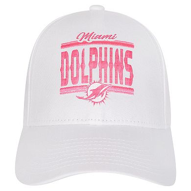 Girls Youth Miami Dolphins All White Structured Adjustable Hat