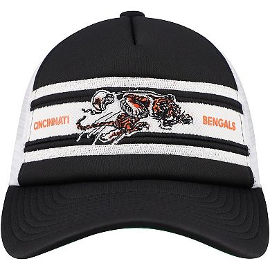 Youth Mitchell & Ness Black Cincinnati Bengals Stripe Trucker Adjustable Hat