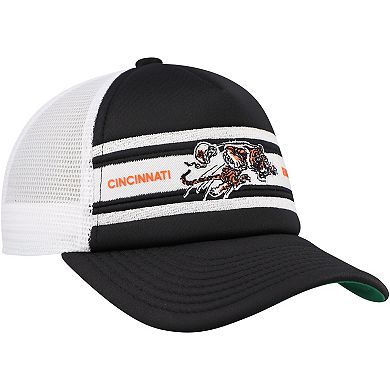 Youth Mitchell & Ness Black Cincinnati Bengals Stripe Trucker Adjustable Hat