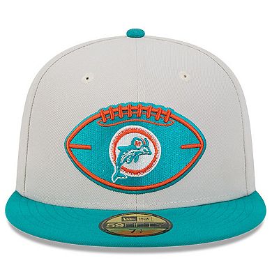 Men's New Era Stone/Aqua Miami Dolphins 2024 Sideline Historic 59FIFTY Fitted Hat