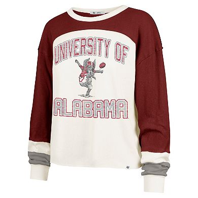 Women's '47 Cream Alabama Crimson Tide Double Header Curve Raglan Long Sleeve T-Shirt