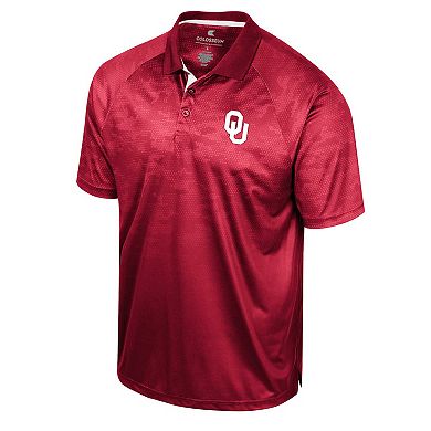 Men's Colosseum Crimson Oklahoma Sooners Honeycomb Raglan Polo