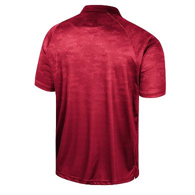 Men's Colosseum Crimson Oklahoma Sooners Honeycomb Raglan Polo