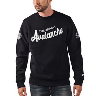 Men's Starter x NHL Black Ice Black Colorado Avalanche Cross Check Pullover Sweatshirt