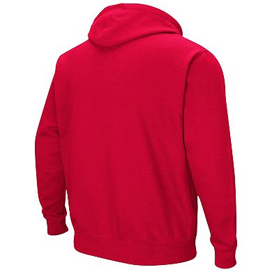 Men's Colosseum Red Wisconsin Badgers Arch & Logo 3.0 Pullover Hoodie