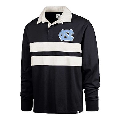 Men's '47 Navy North Carolina Tar Heels Clubhouse Knox Thames Long Sleeve Rugby Polo