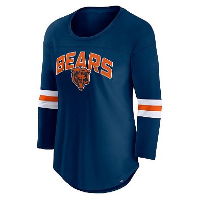 Women's Fanatics Navy Chicago Bears First Team Arch Logo 3/4 Sleeve T-Shirt
