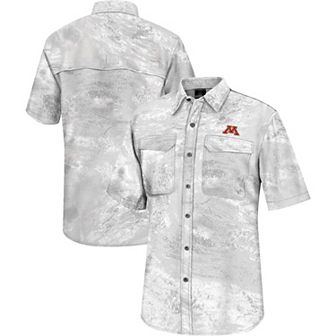 Men's Colosseum White Minnesota Golden Gophers Realtree Aspect Charter Full-Button Fishing Shirt