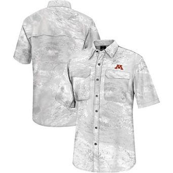 Men's Colosseum White Minnesota Golden Gophers Realtree Aspect Charter Full-Button Fishing Shirt