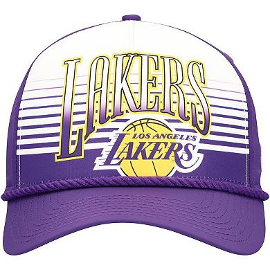 Men's New Era Purple Los Angeles Lakers Throwback Gradient A-Frame 9FORTY Adjustable Hat