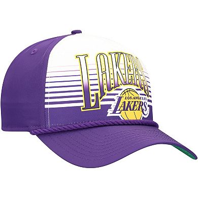 Men's New Era Purple Los Angeles Lakers Throwback Gradient A-Frame 9FORTY Adjustable Hat