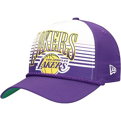 Men's New Era Purple Los Angeles Lakers Throwback Gradient A-Frame 9FORTY Adjustable Hat