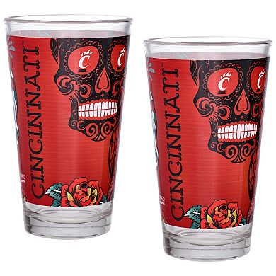 Cincinnati Bearcats Two-Pack 16oz. Dia De Los Muertos Pint Glass Set