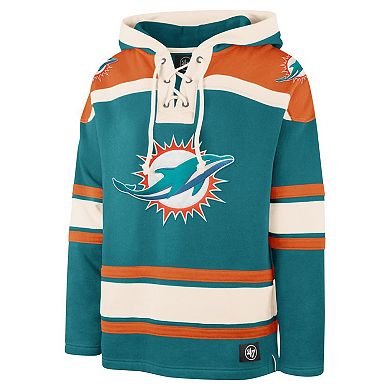 Men's '47 Aqua Miami Dolphins Superior Lacer Pullover Hoodie