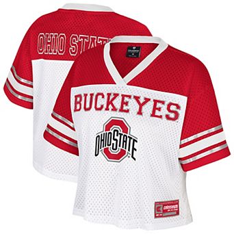 Women's Colosseum White Ohio State Buckeyes Treasure Cropped Football Jersey