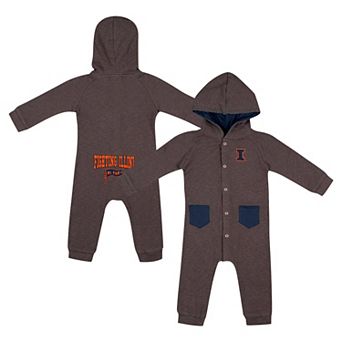Newborn & Infant Colosseum Charcoal Illinois Fighting Illini Zando-Zan Waffle Full-Snap Hooded Romper