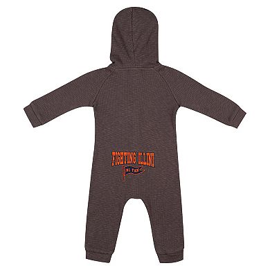Newborn & Infant Colosseum Charcoal Illinois Fighting Illini Zando-Zan Waffle Full-Snap Hooded Romper
