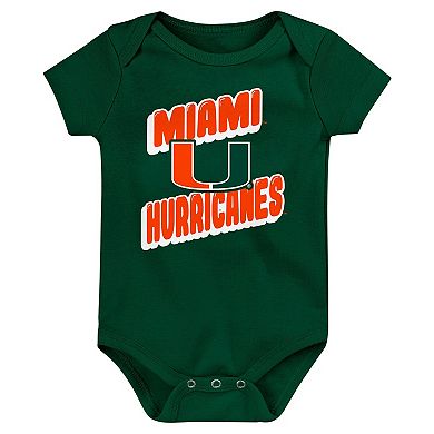 Newborn Green Miami Hurricanes Sunday Comics 3-Pack Bodysuit Set