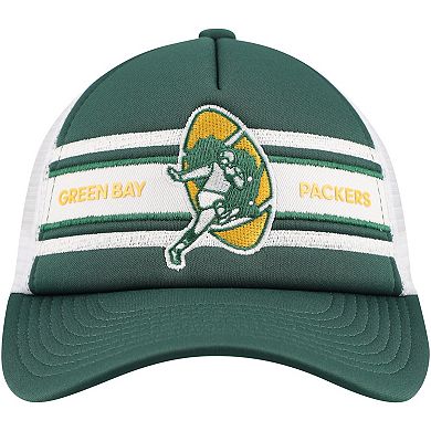 Youth Mitchell & Ness Green Green Bay Packers Stripe Trucker Adjustable Hat