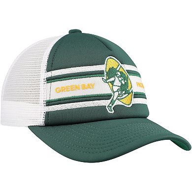 Youth Mitchell & Ness Green Green Bay Packers Stripe Trucker Adjustable Hat