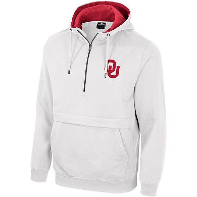 Men's Colosseum White Oklahoma Sooners Half-Zip Hoodie