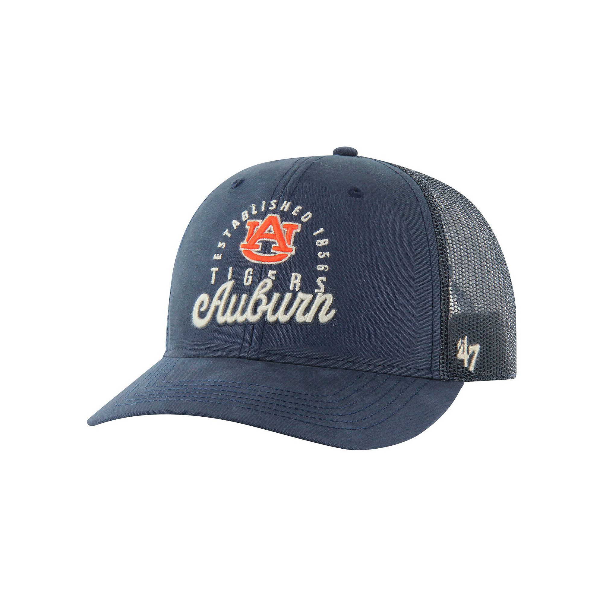 Mens 47 Navy Auburn Tigers Pitstop Trucker Adjustable Hat, Blue