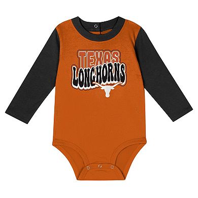 Infant Black Texas Longhorns Double Up Long Sleeve Bodysuit & Pant Set