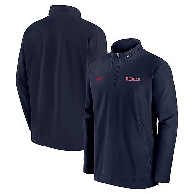 Men s Nike Navy Ole Miss Rebels 2024 Sideline Coach Quarter Zip Hoodie Jacket