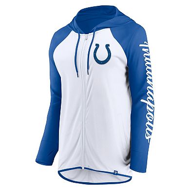 Women's Fanatics White/Royal Indianapolis Colts Script Full-Zip Hoodie