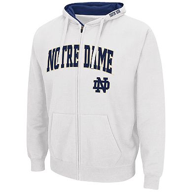 Men's Colosseum White Notre Dame Fighting Irish Arch & Logo 3.0 Full-Zip Hoodie