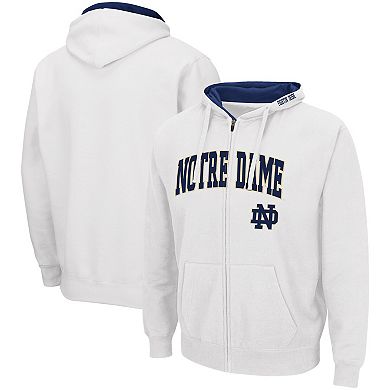 Men's Colosseum White Notre Dame Fighting Irish Arch & Logo 3.0 Full-Zip Hoodie