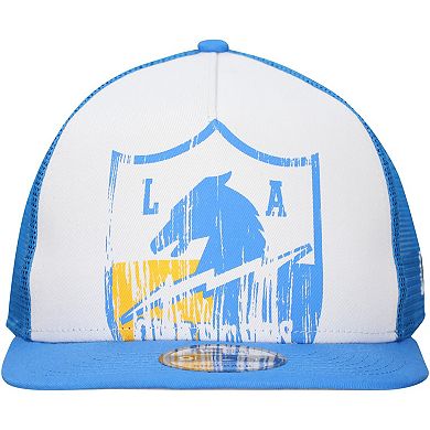 Men's New Era White/Powder Blue Los Angeles Chargers Distressed 9FIFTY A-Frame Snapback Hat