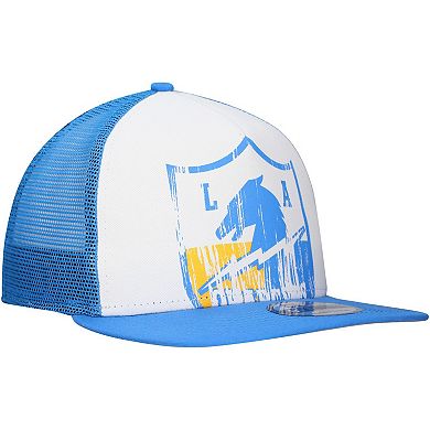 Men's New Era White/Powder Blue Los Angeles Chargers Distressed 9FIFTY A-Frame Snapback Hat