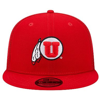 Men's New Era Red Utah Utes 9FIFTY Trucker Snapback Hat