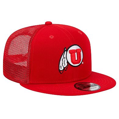 Men's New Era Red Utah Utes 9FIFTY Trucker Snapback Hat
