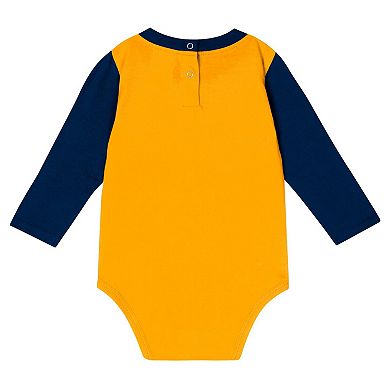 Infant Navy West Virginia Mountaineers Double Up Long Sleeve Bodysuit & Pant Set