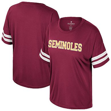 Women's Colosseum Garnet Florida State Seminoles Treasure Oversized Sequin T-Shirt