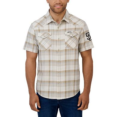 Men's Darius Rucker Collection by Fanatics Gray San Diego Padres Plaid Full-Snap Shirt