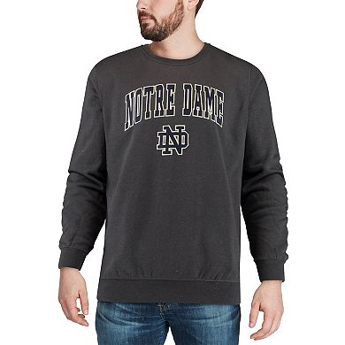 Men's Colosseum Charcoal Notre Dame Fighting Irish Arch & Logo Crew Neck Sweatshirt