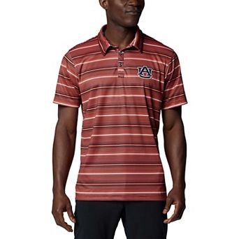 Men's Columbia Orange Auburn Tigers PFG Super Terminal Tackle�� Omni-Shade�� Stripe Polo