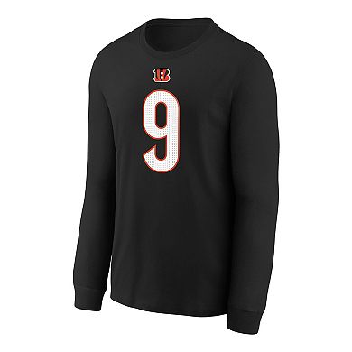 Youth Nike Joe Burrow Black Cincinnati Bengals Player Name & Number Long Sleeve T-Shirt