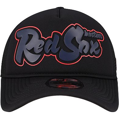 Men's New Era Black Boston Red Sox Retro Bold A-Frame Trucker 9FORTY Adjustable Hat