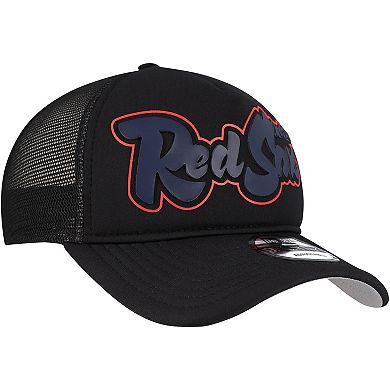 Men's New Era Black Boston Red Sox Retro Bold A-Frame Trucker 9FORTY Adjustable Hat