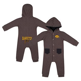 Newborn & Infant Colosseum Charcoal Iowa Hawkeyes Zando-Zan Waffle Full-Snap Hooded Romper