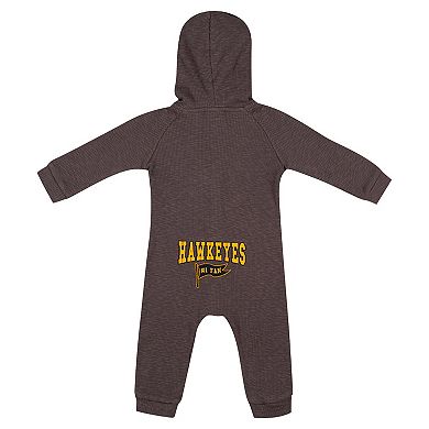 Newborn & Infant Colosseum Charcoal Iowa Hawkeyes Zando-Zan Waffle Full-Snap Hooded Romper