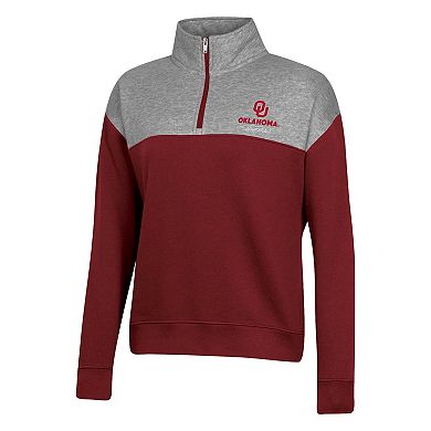 Women's Champion Crimson Oklahoma Sooners Color-Blocked Quarter-Zip Sweatshirt