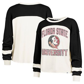 Women's '47 Cream Florida State Seminoles Double Header Curve Raglan Long Sleeve T-Shirt