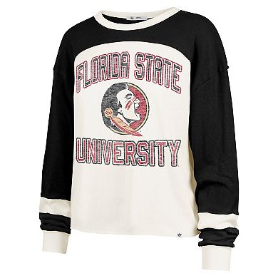 Women's '47 Cream Florida State Seminoles Double Header Curve Raglan Long Sleeve T-Shirt